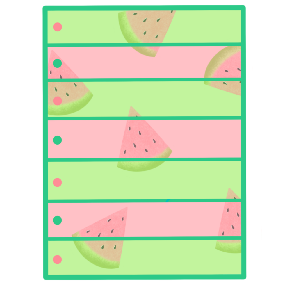 Pink and green paper with a watermelon design, Planner png