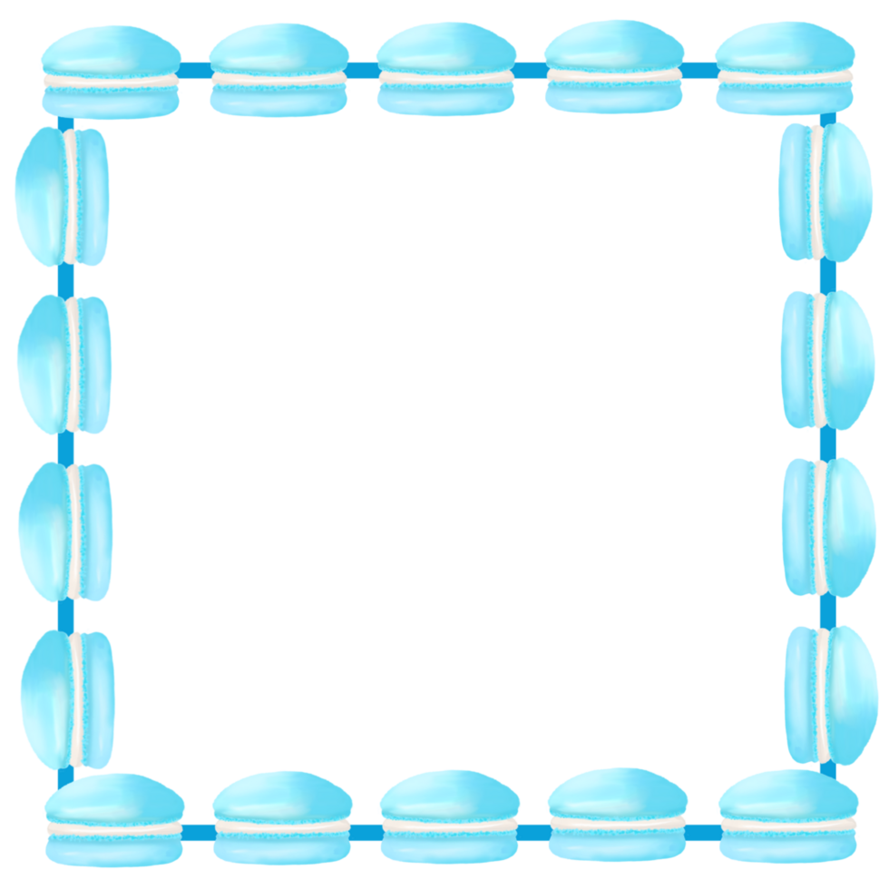Blue Square Frame made up of Blue Macarons, Macaron Border png
