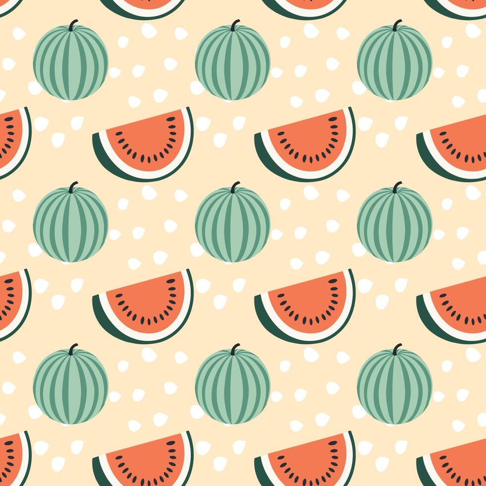 Watermelon Fruit Seamless Pattern Design vector