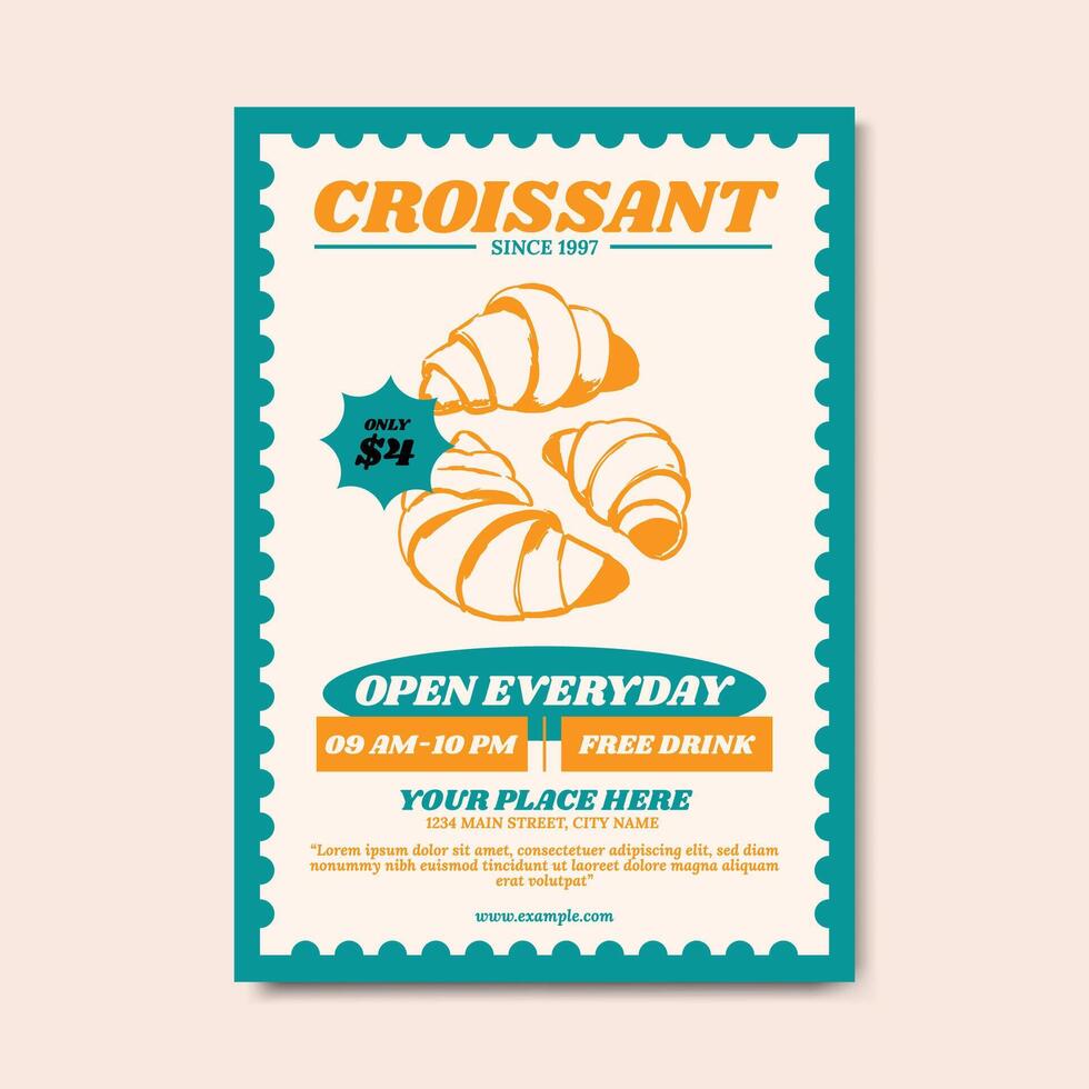 Croissant Bakery Poster Advertisement vector