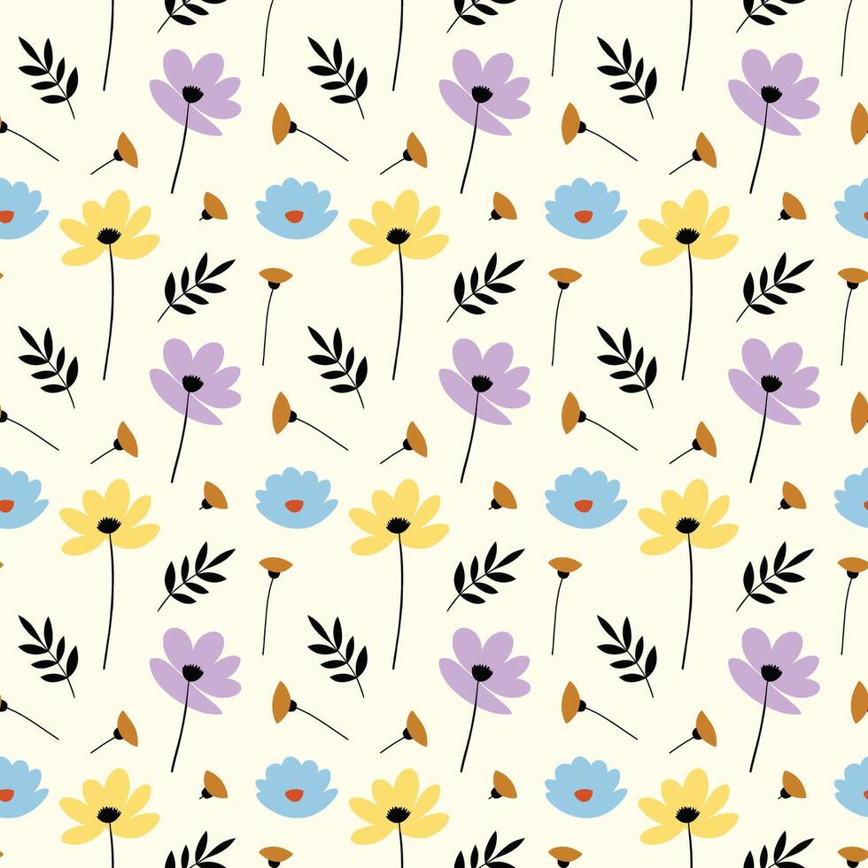 Floral Seamless Pattern with Yellow Flowers on Teal Background vector