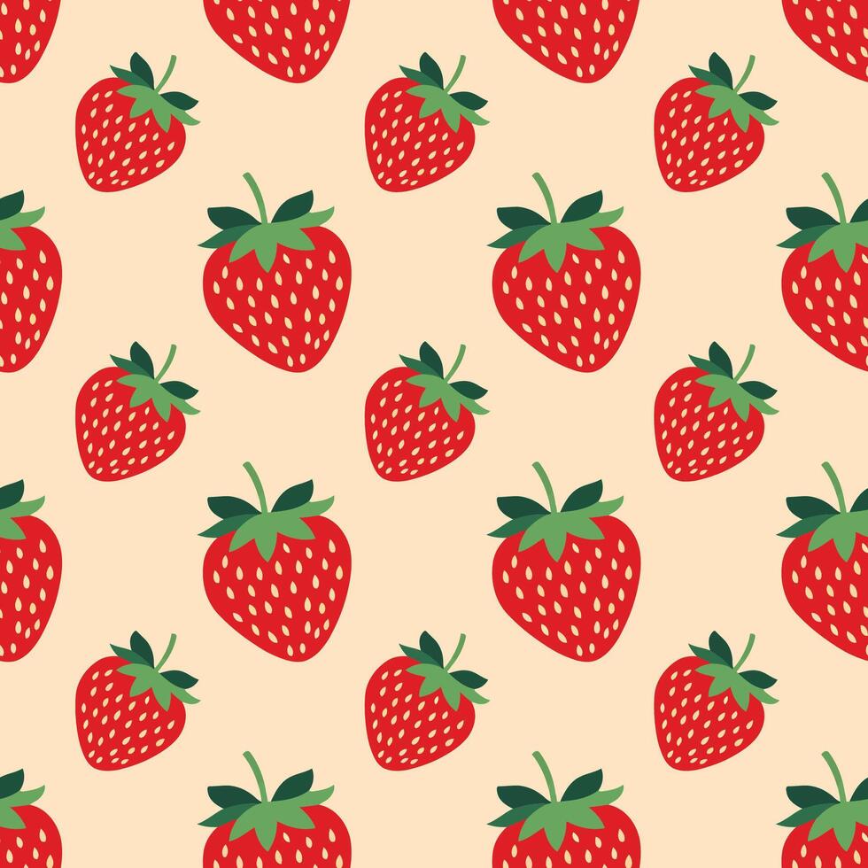 seamless pattern with red strawberries vector