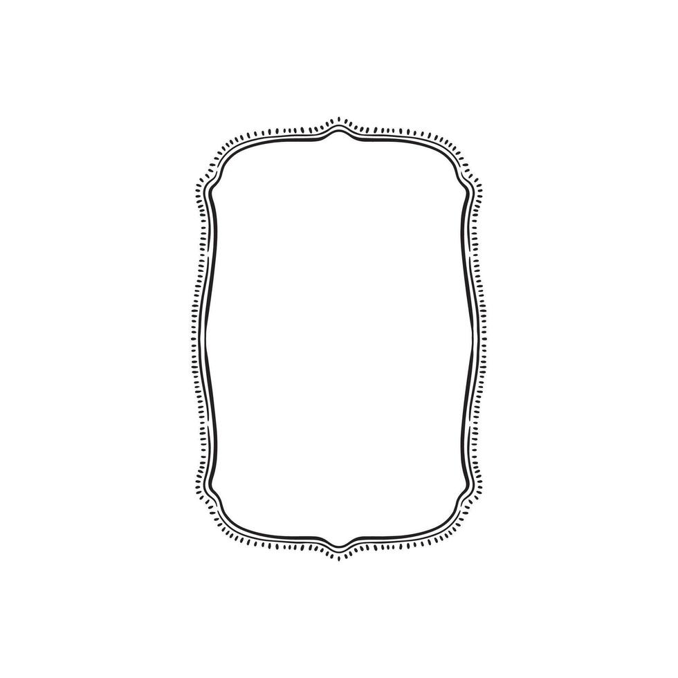 A modern damask border edge with hand drawn sketch style and dashes. Line drawn black illustration. vector