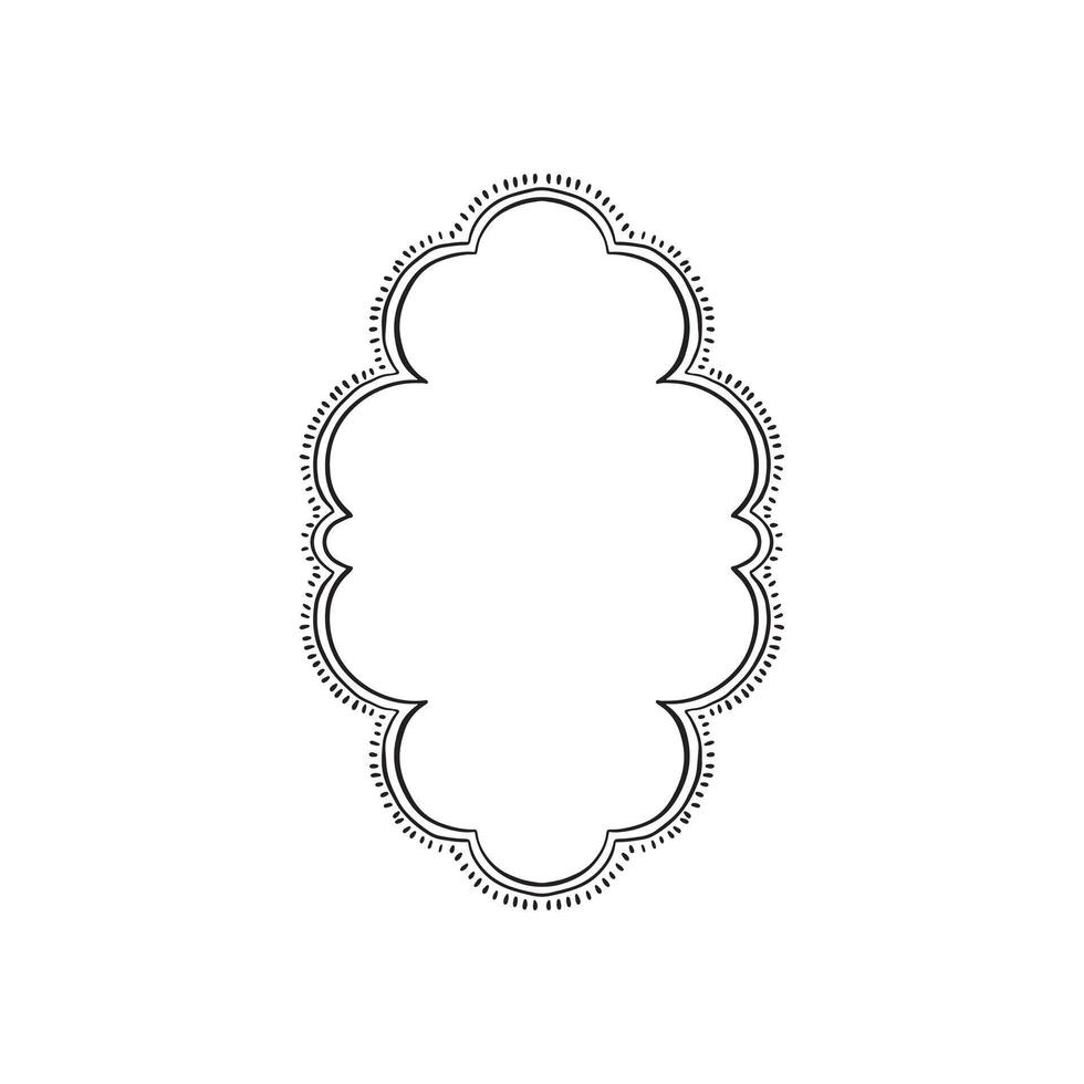 A scalloped edge border for invitations or signage. Hand drawn in sketchy style with dashes and decorative elements. vector