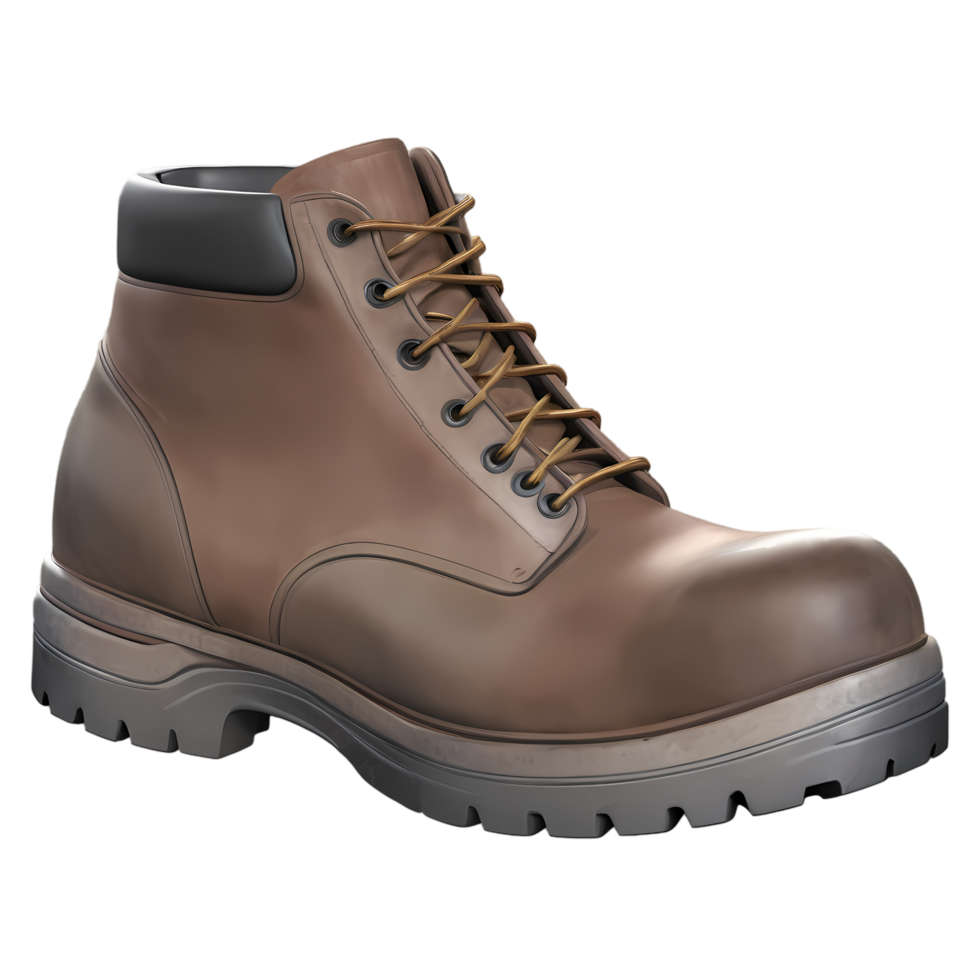 Explore rugged style with these brown leather work boots for men durable and fashionable footwear on transparent background png