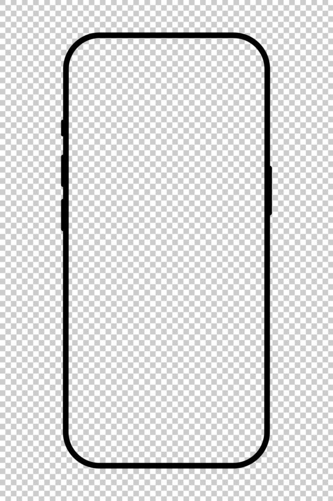 Smartphone frame minimal mockup. Gadget simple symbol. Device flat front view. Sign for website design, ui, mobile app. Blank smart phone screen template. Mobile phone black icon. vector