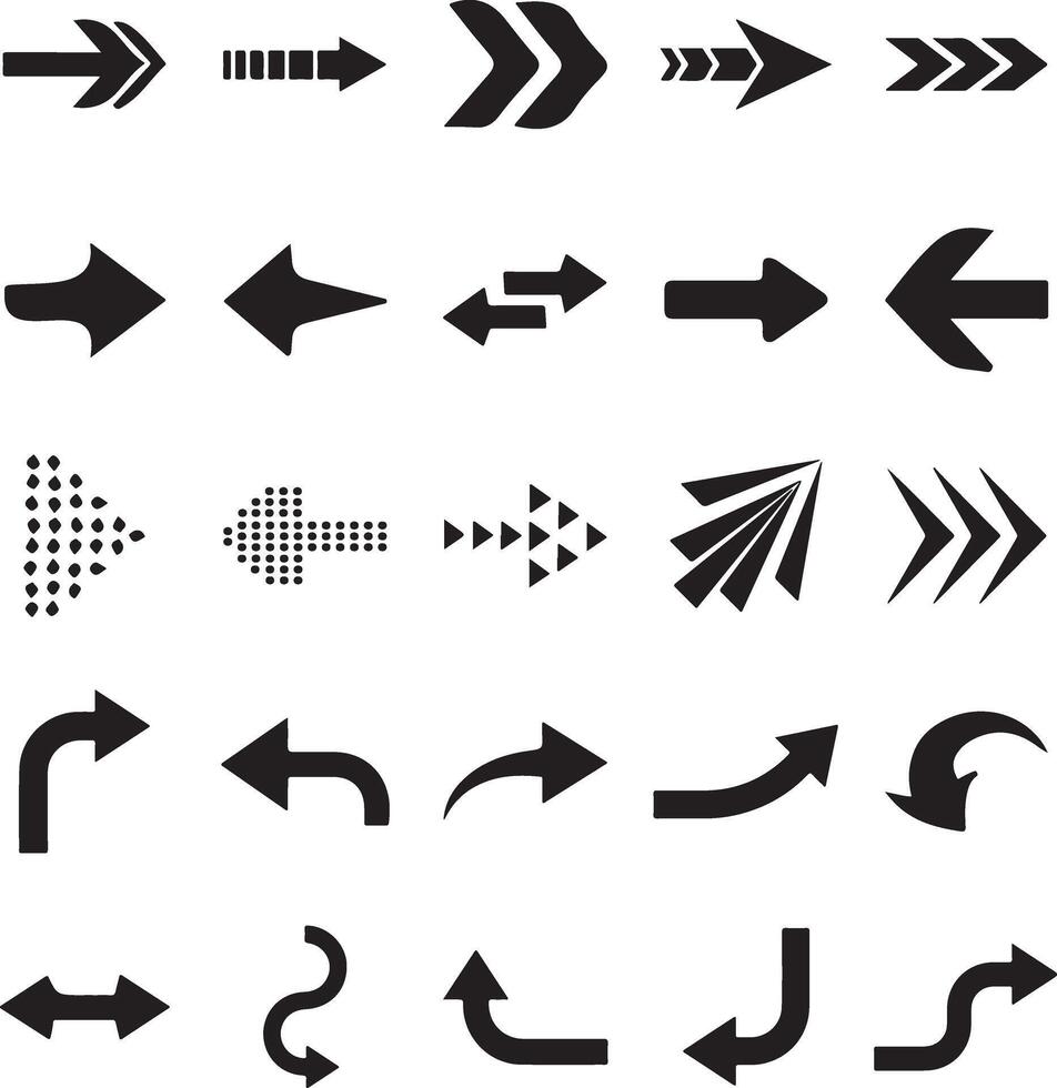 Set of Arrow silhouettes isolated on white background vector