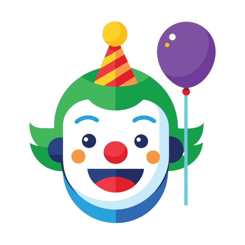 a cartoon clown with a balloon and a party hat vector