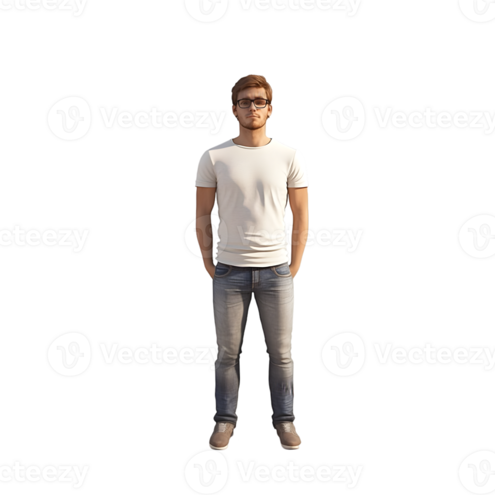 A man in a white t - shirt and jeans png