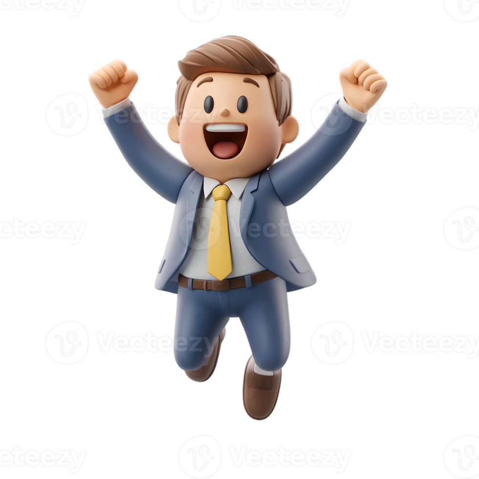 A cartoon character in a suit and tie is jumping png