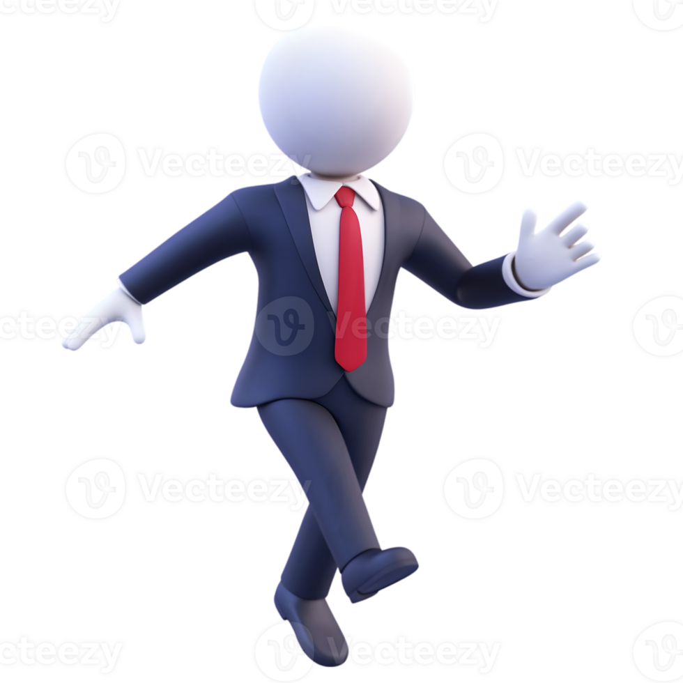 3d man in suit and tie running png