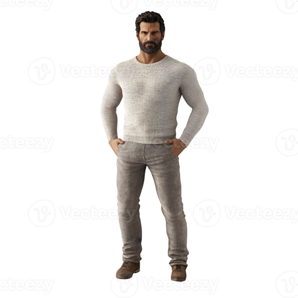 A man in a sweater and jeans png