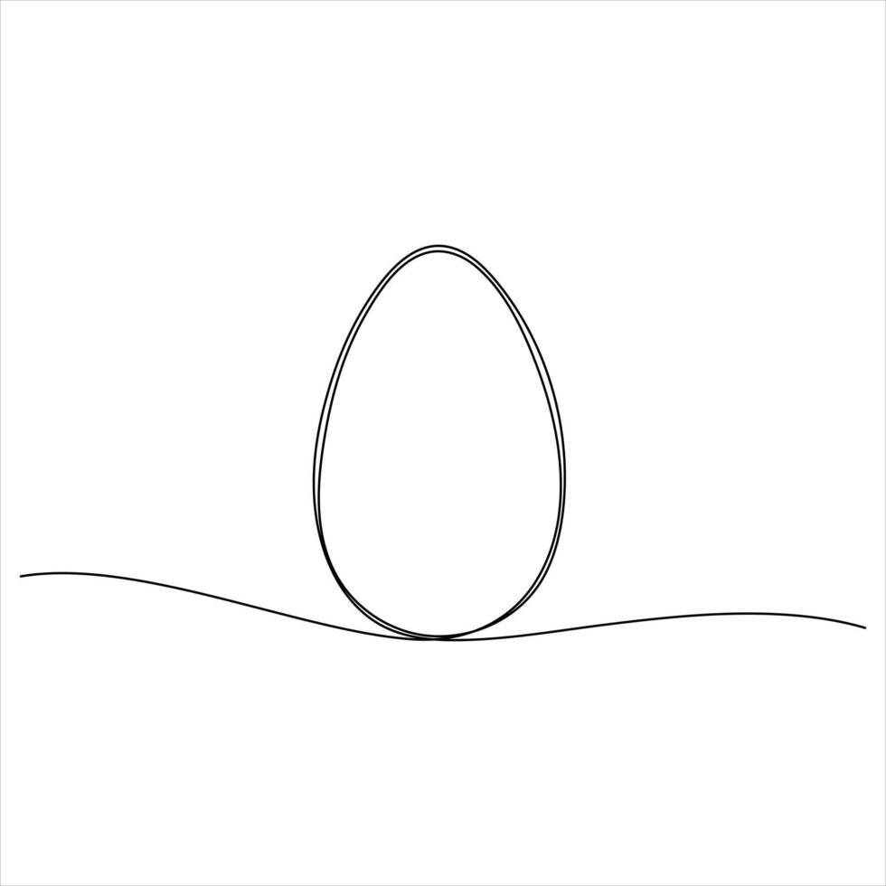 Egg line art Continuous oneline drawing of whole egg illustartion vector