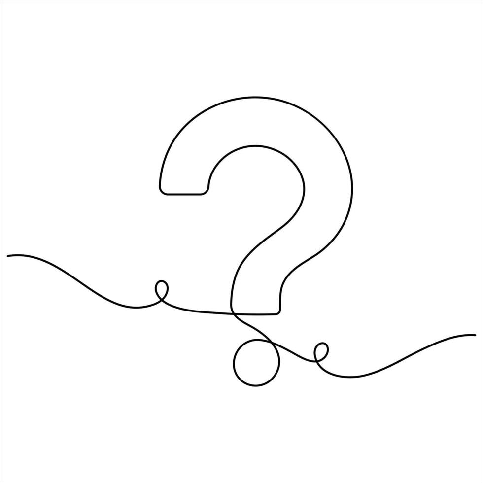 A minimalist line art representation of a question mark drawing illustration vector