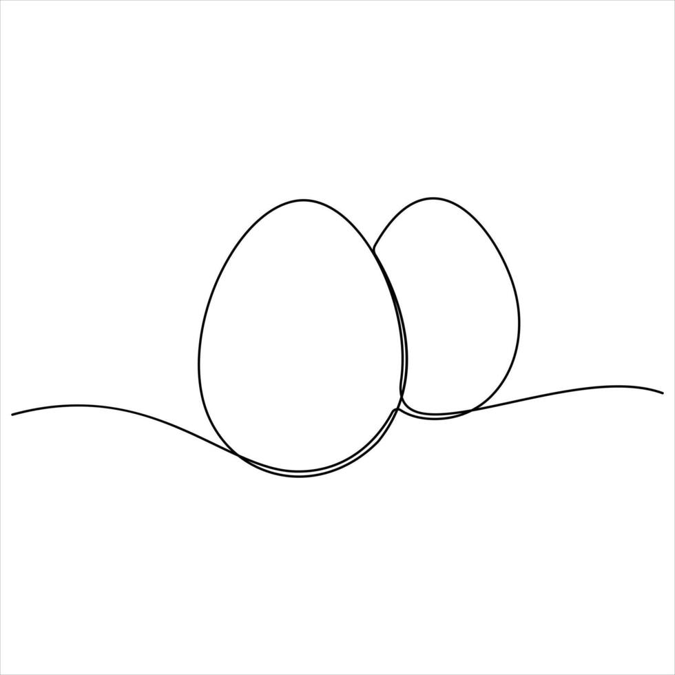 Two Eggs in a Simple line drawing illustration vector