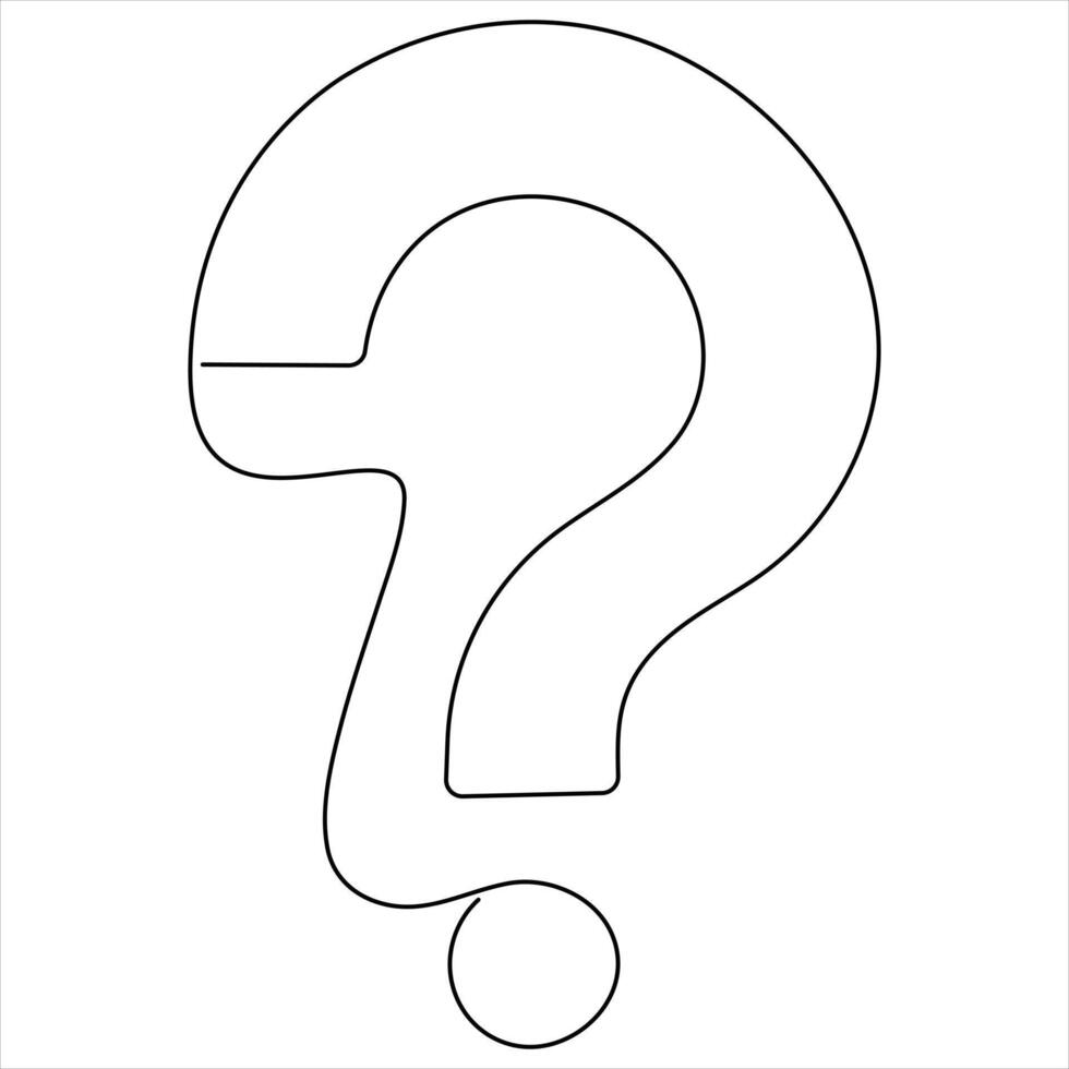 Question mark continuous one line drawing isolated graphic vector