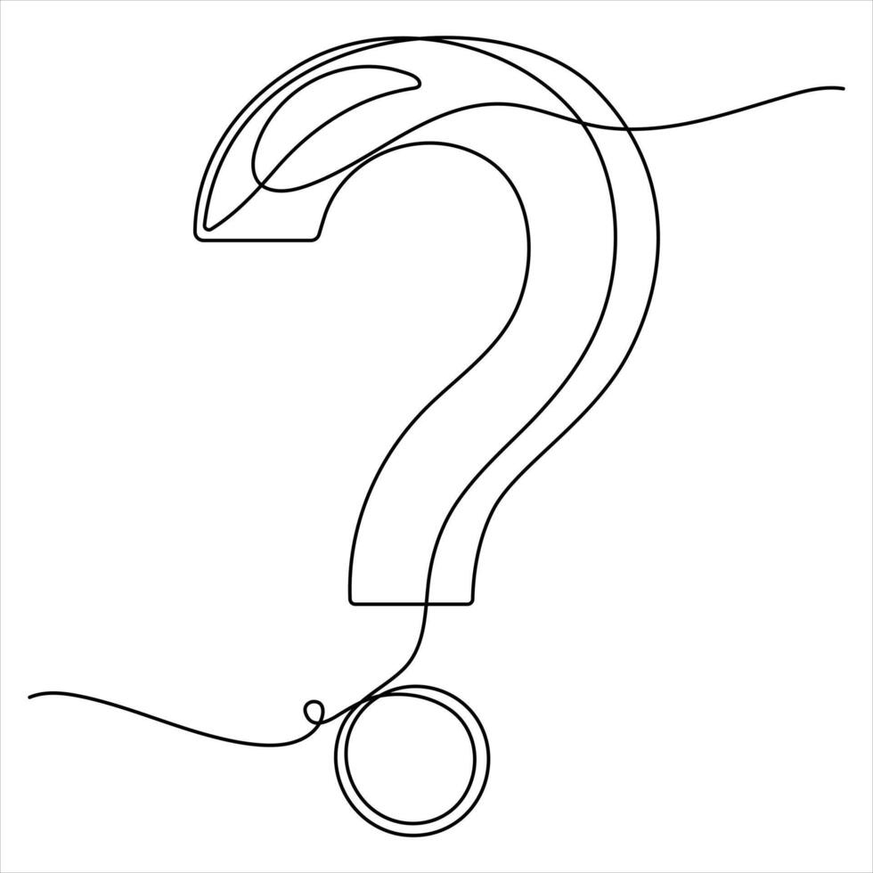 Question mark continuous one line drawing outline design illustration vector