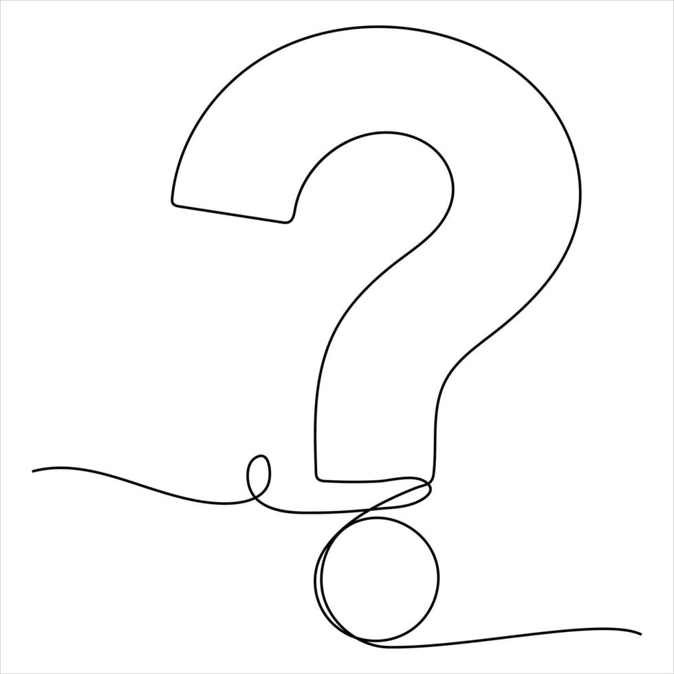 Question mark continuous one line drawing illustration vector