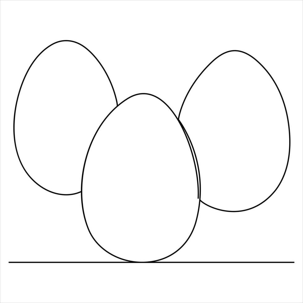 Three Eggs continuous one line art drawing illustration vector