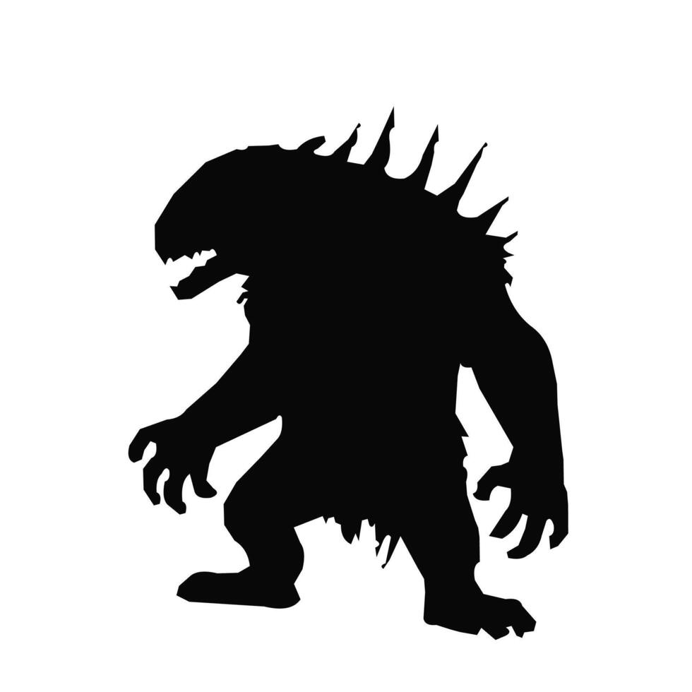 Cute monster silhouette illustration vector