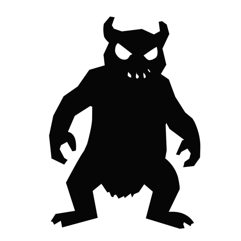 Cute monster silhouette vector