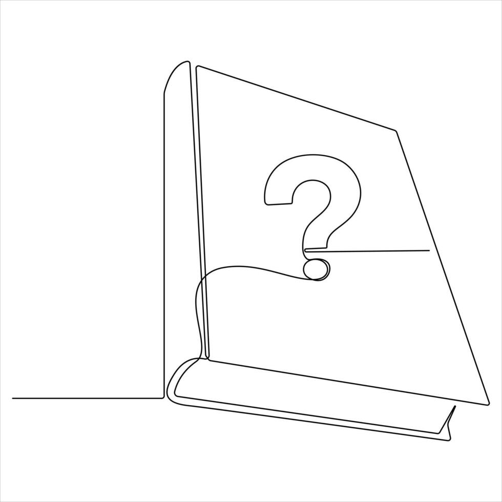 Book with a question mark in line art style illustration vector