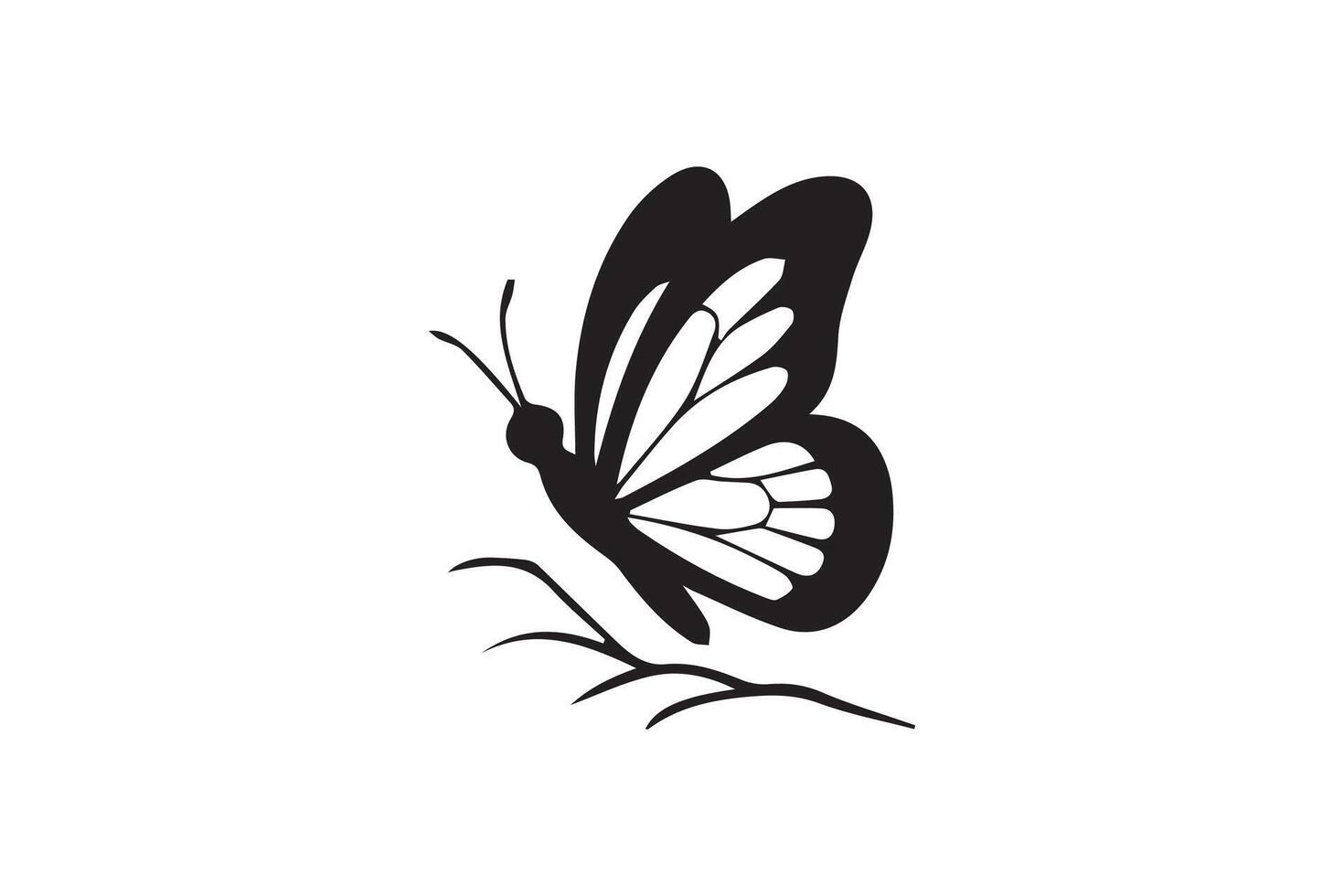 Butterfly Silhouette on a Branch vector