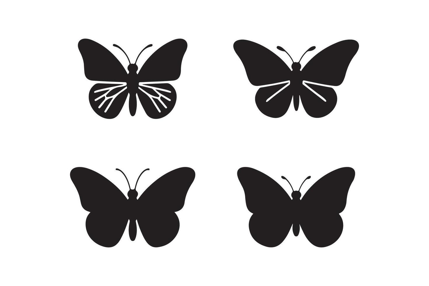 Black Butterfly Silhouettes and Icons Collection vector
