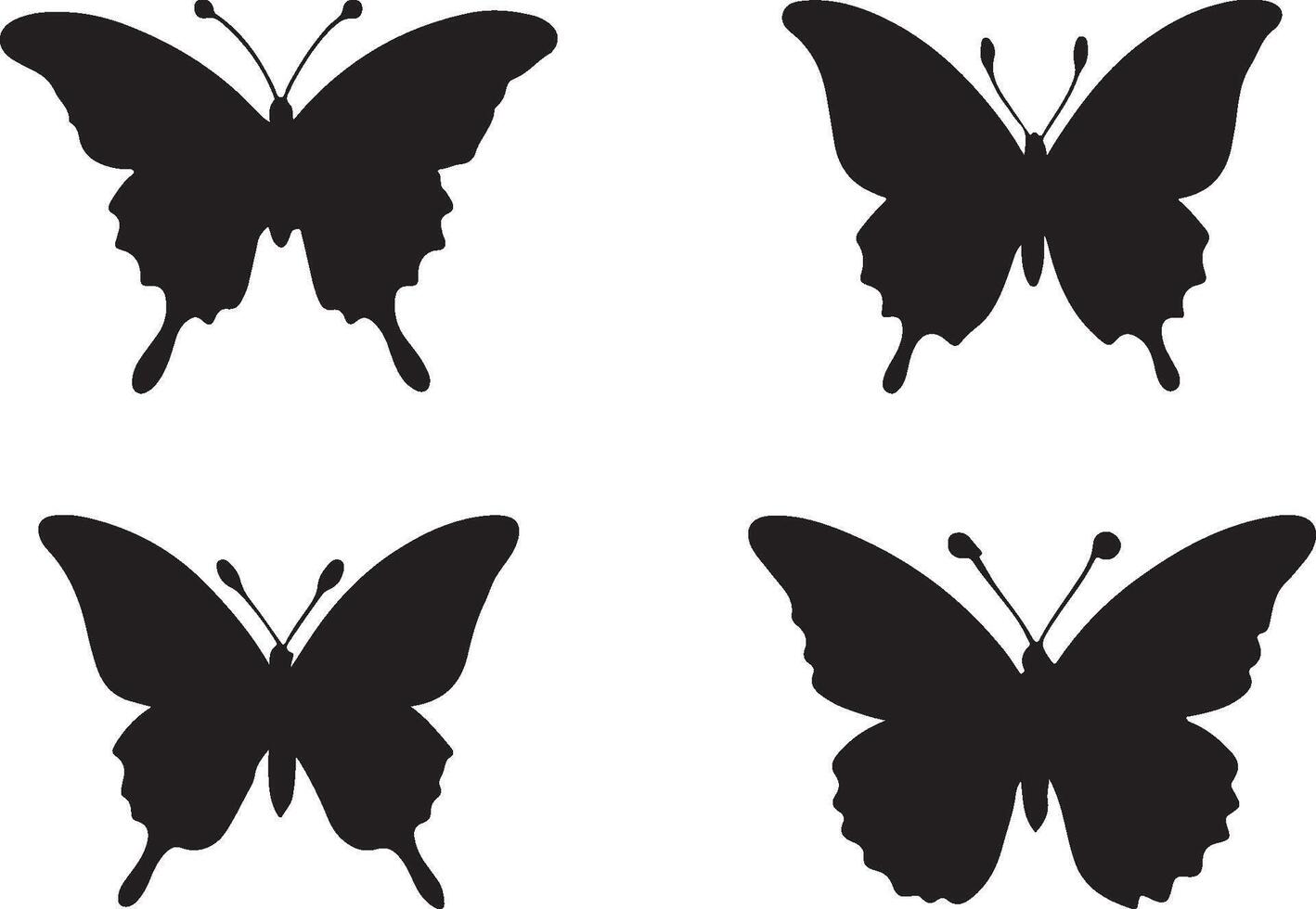 Four elegant butterfly silhouettes in black vector