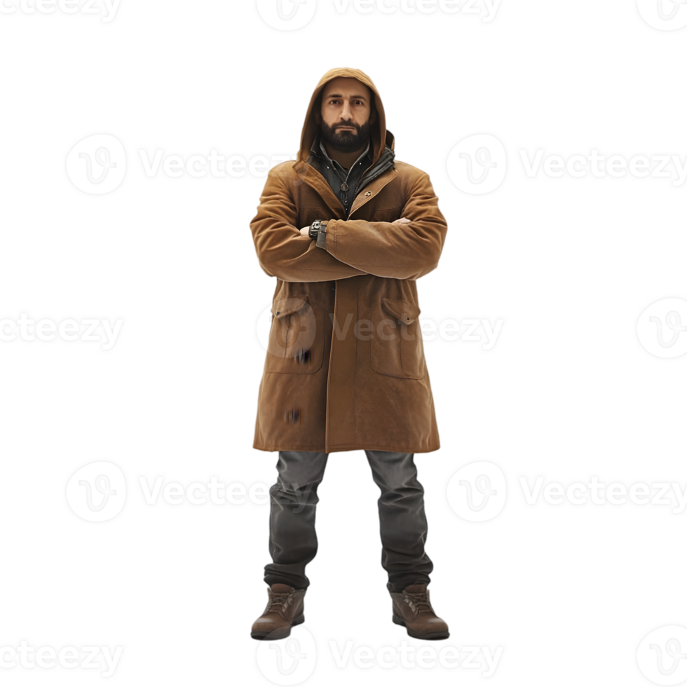 A man with a beard and a coat standing png
