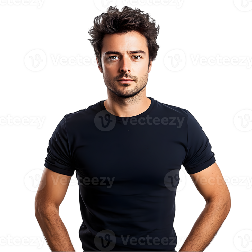 A man in a black t - shirt png