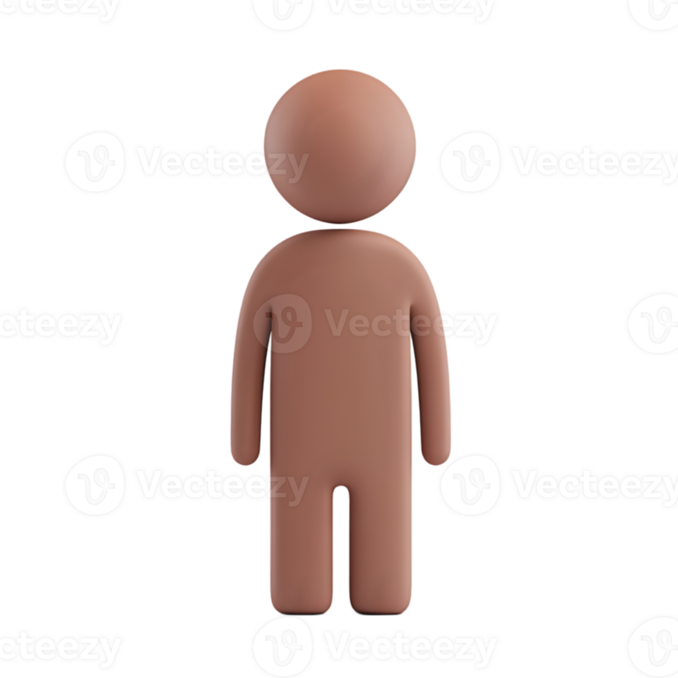 A 3d man with a brown body and a brown head png