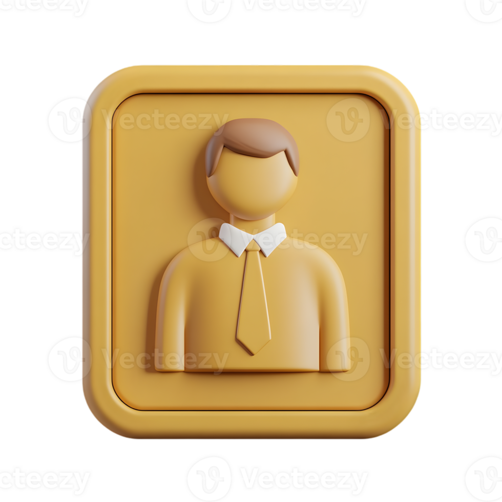 A yellow square button with a man in a tie png