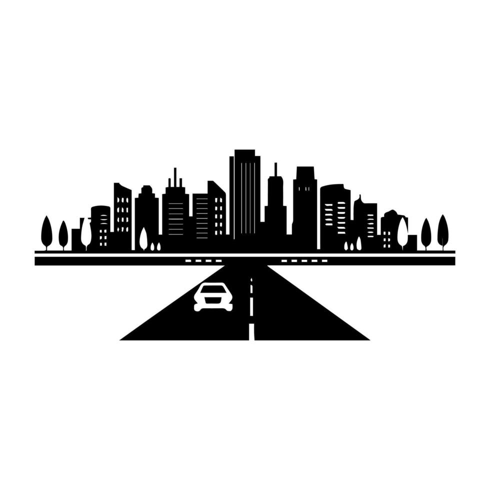 Cityscape with cars on the road vector