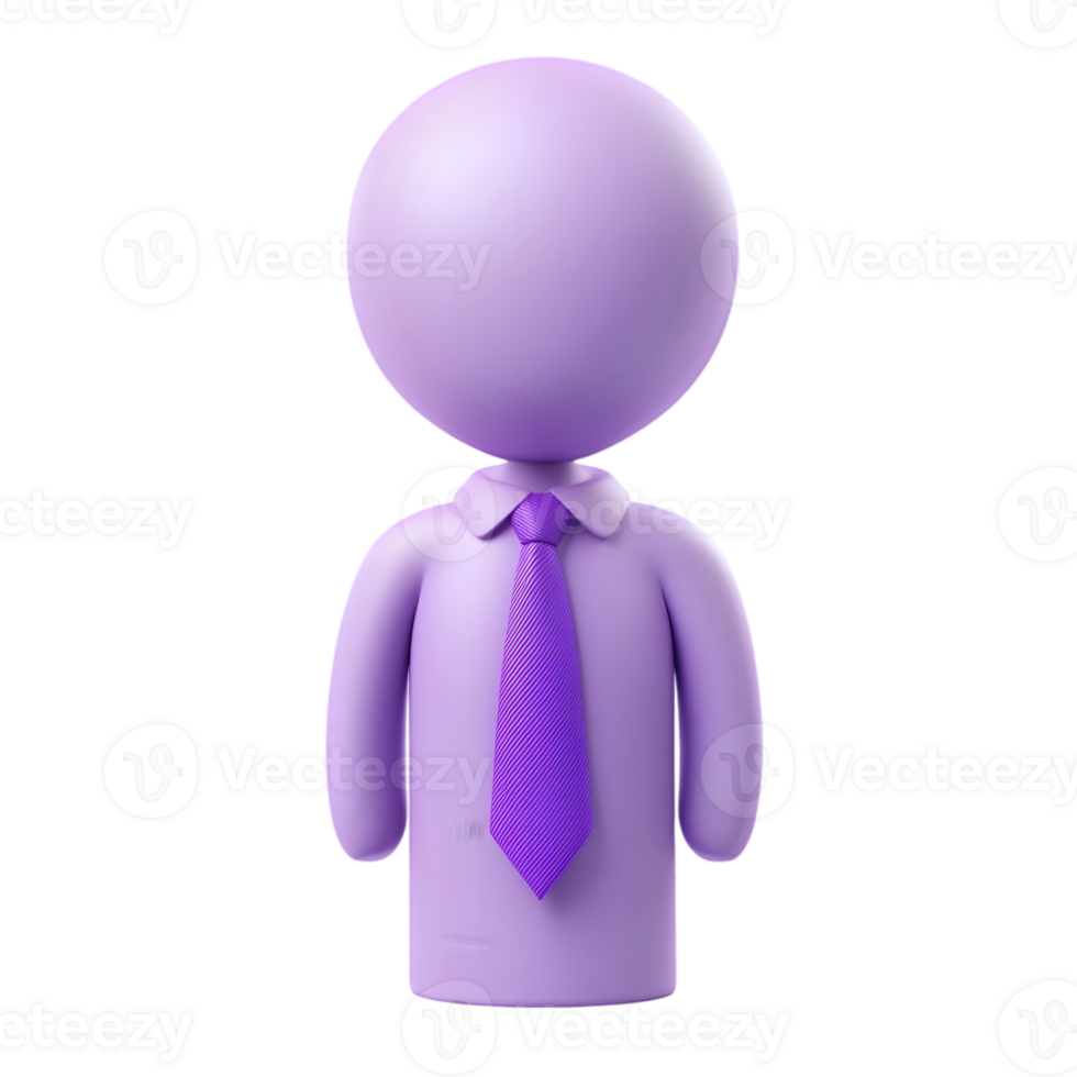 A purple man wearing a tie and a purple shirt png