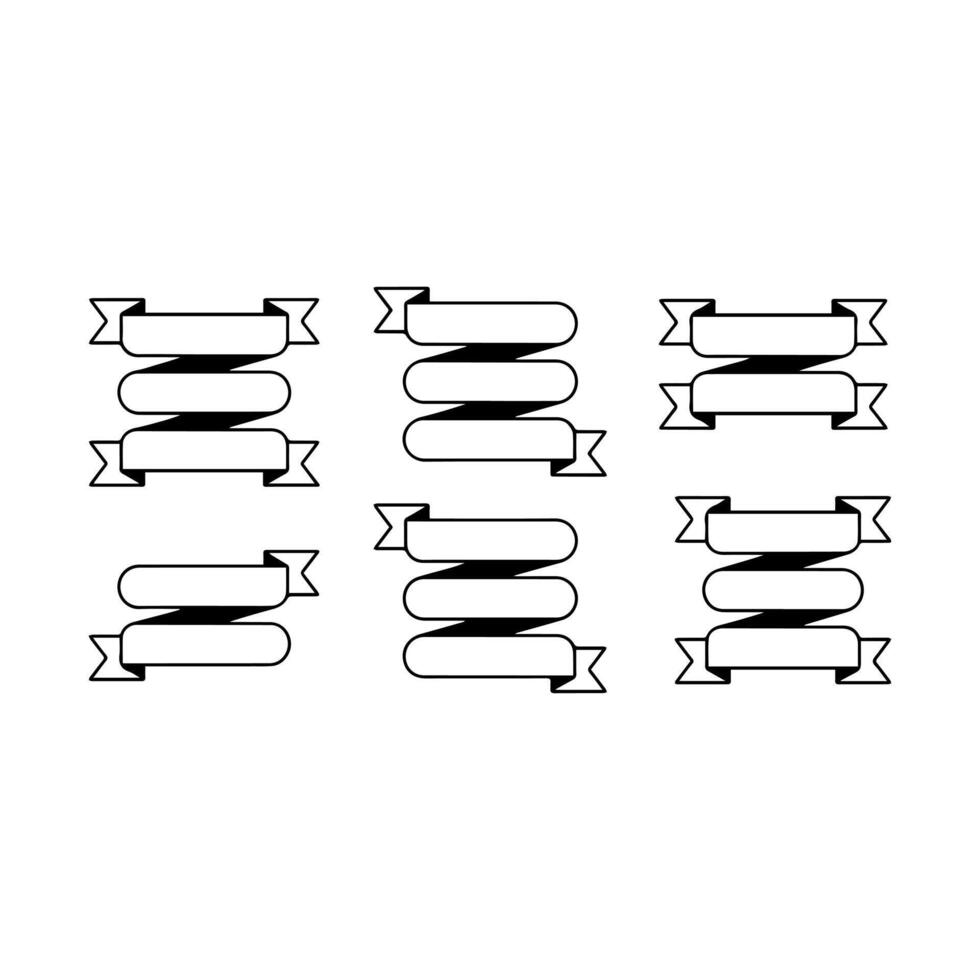 A set of six black and white ribbons vector