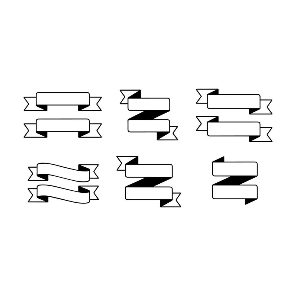 A set of black and white ribbons on a white background vector
