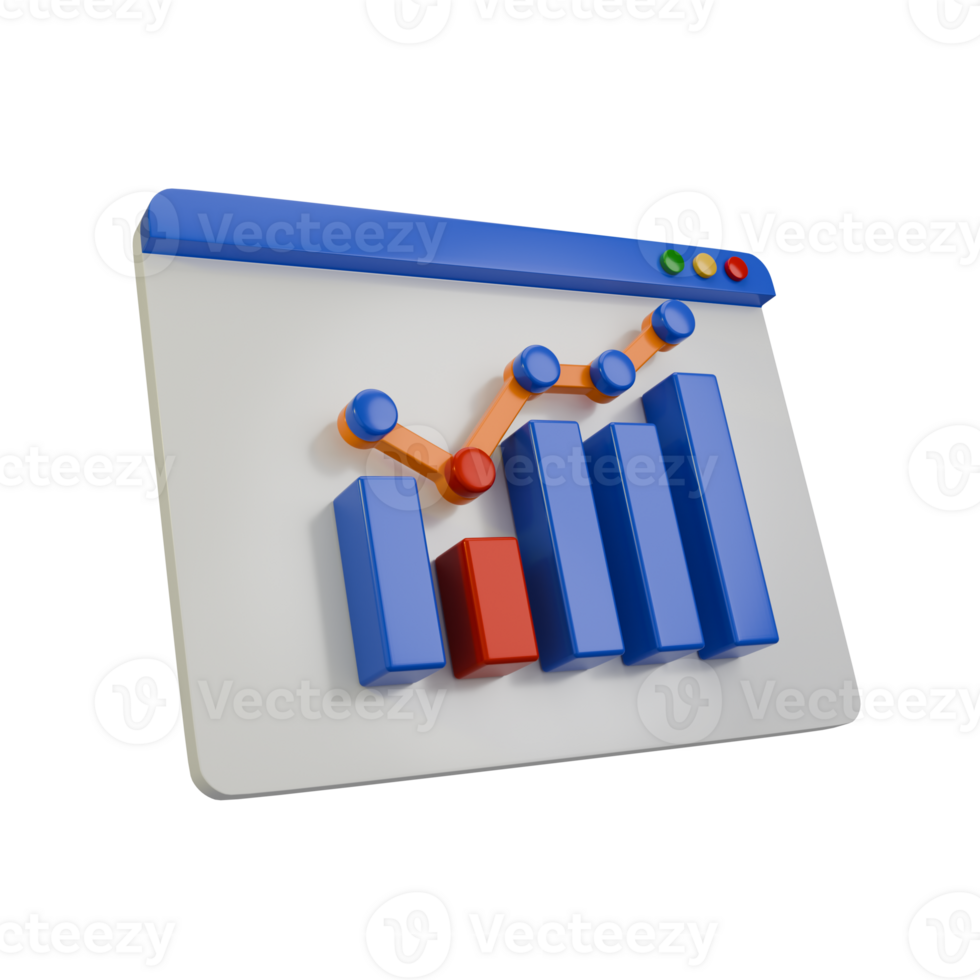 Perspective view of a minimal business graph 3d render. Business or investment growth illustration. png