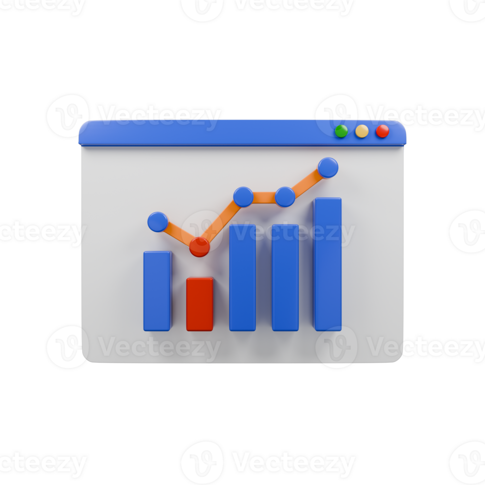Front view of a minimal business graph 3d render. Business or investment growth illustration. png