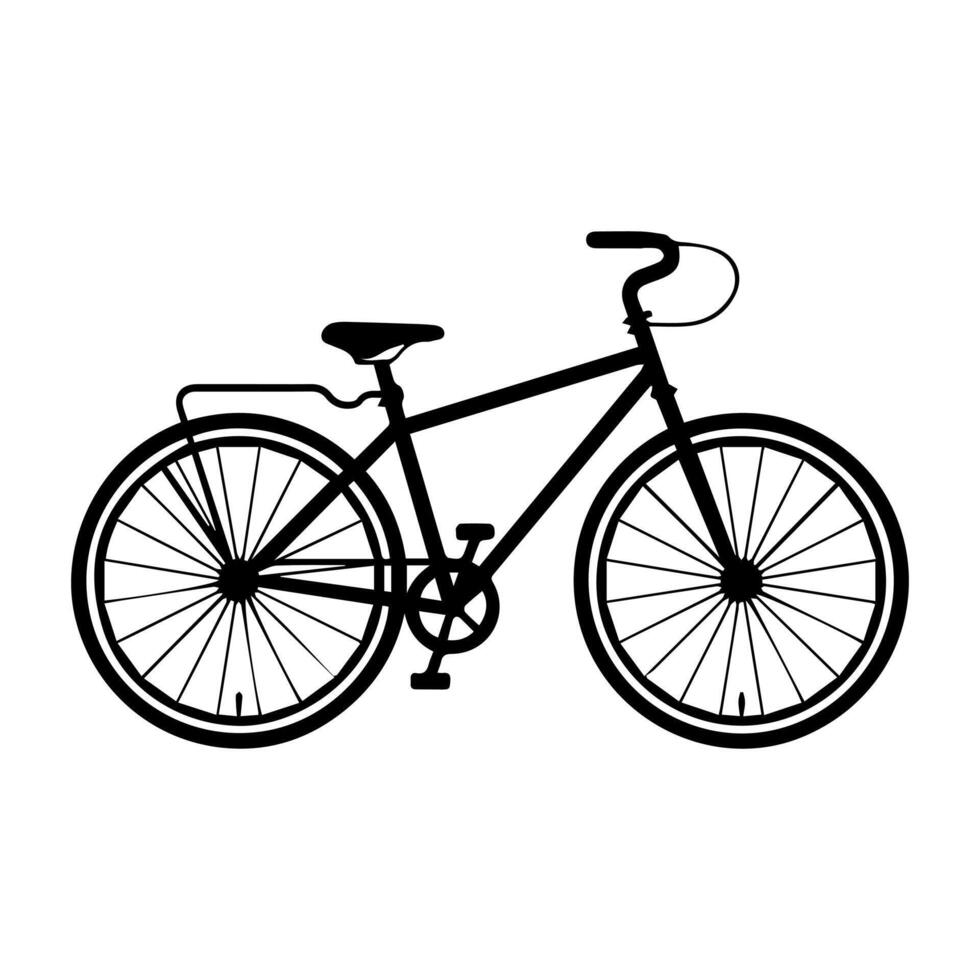 A black and white illustration of a bicycle vector