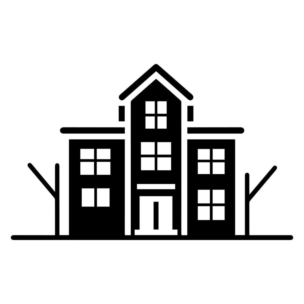 A black and white illustration of a house vector