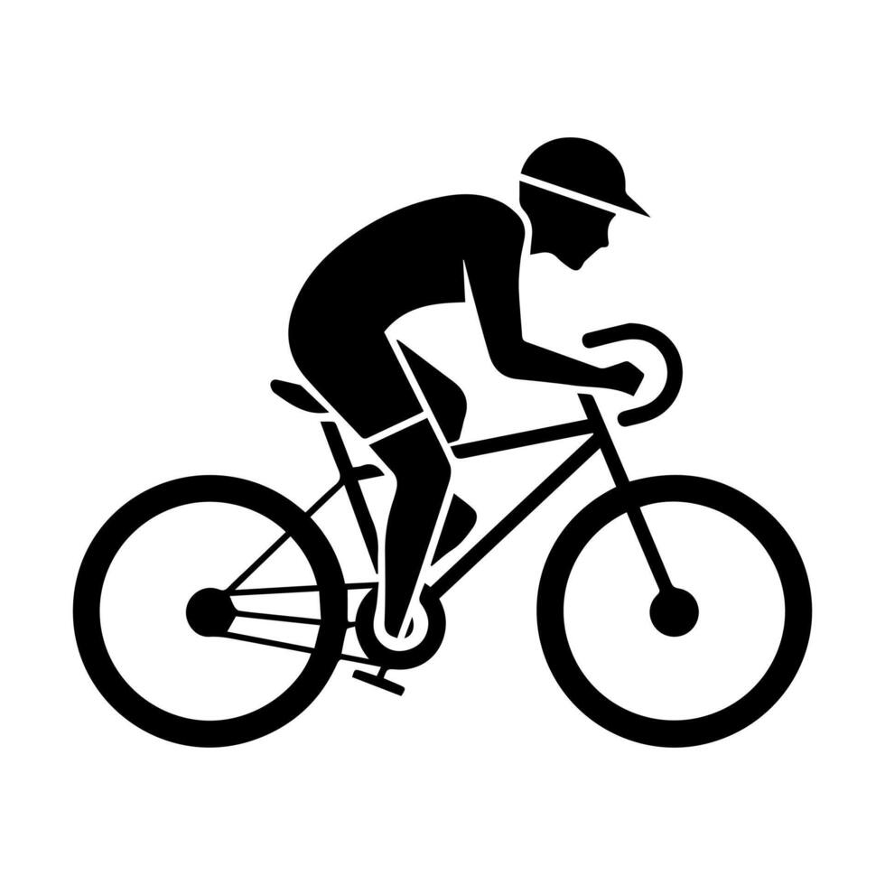 A silhouette of a man riding a bike vector