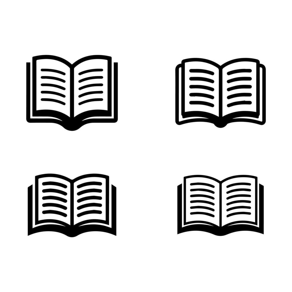 Four open books icons on a white background vector