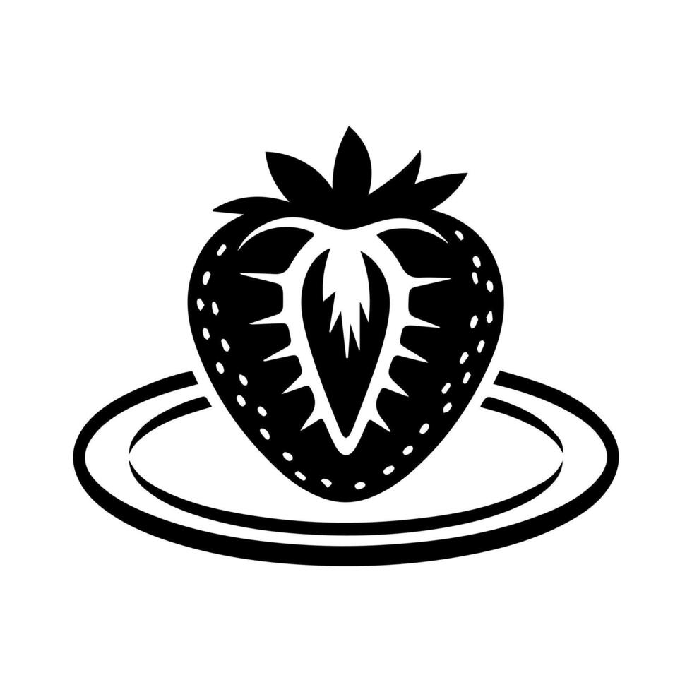 Strawberry on plate icon illustration vector