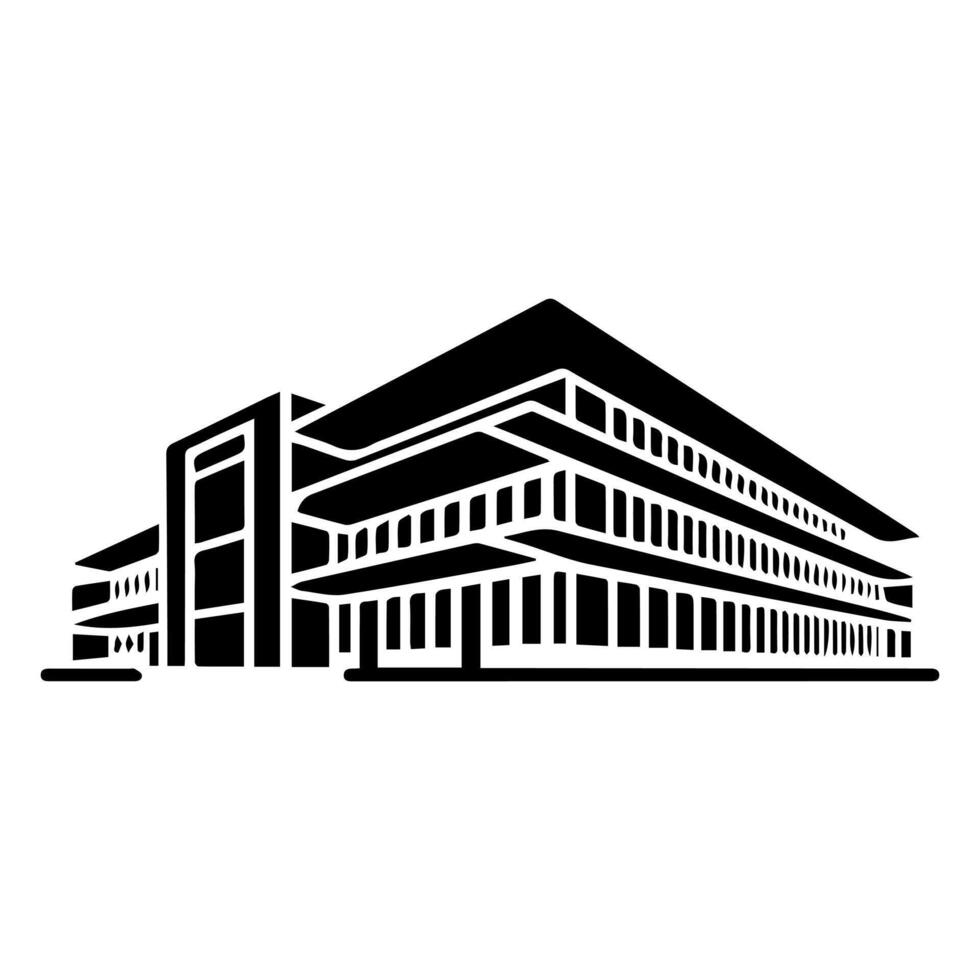 A black and white image of a building vector