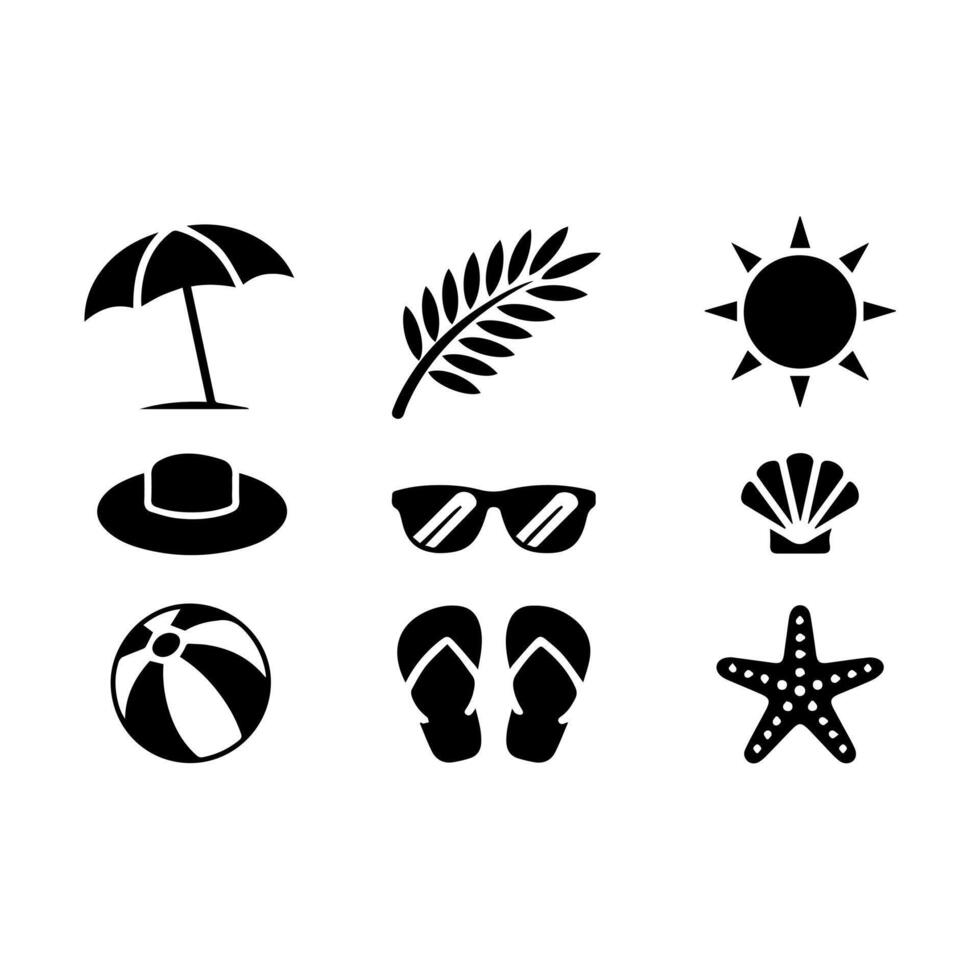 Summer beach icons illustration vector