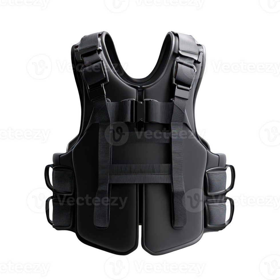 Durable Black Tactical Vest with Adjustable Straps for Safety Gear png