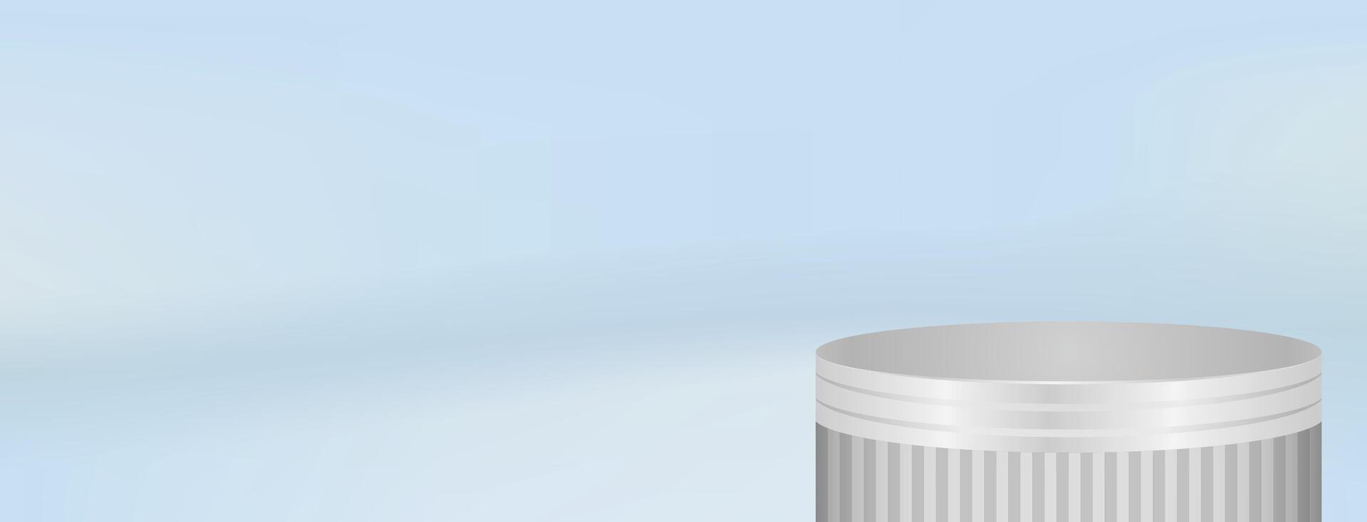 Minimal Light Blue Background with Silver Podium. perfect for product launches, modern ecommerce ads, and sleek digital marketing designs vector