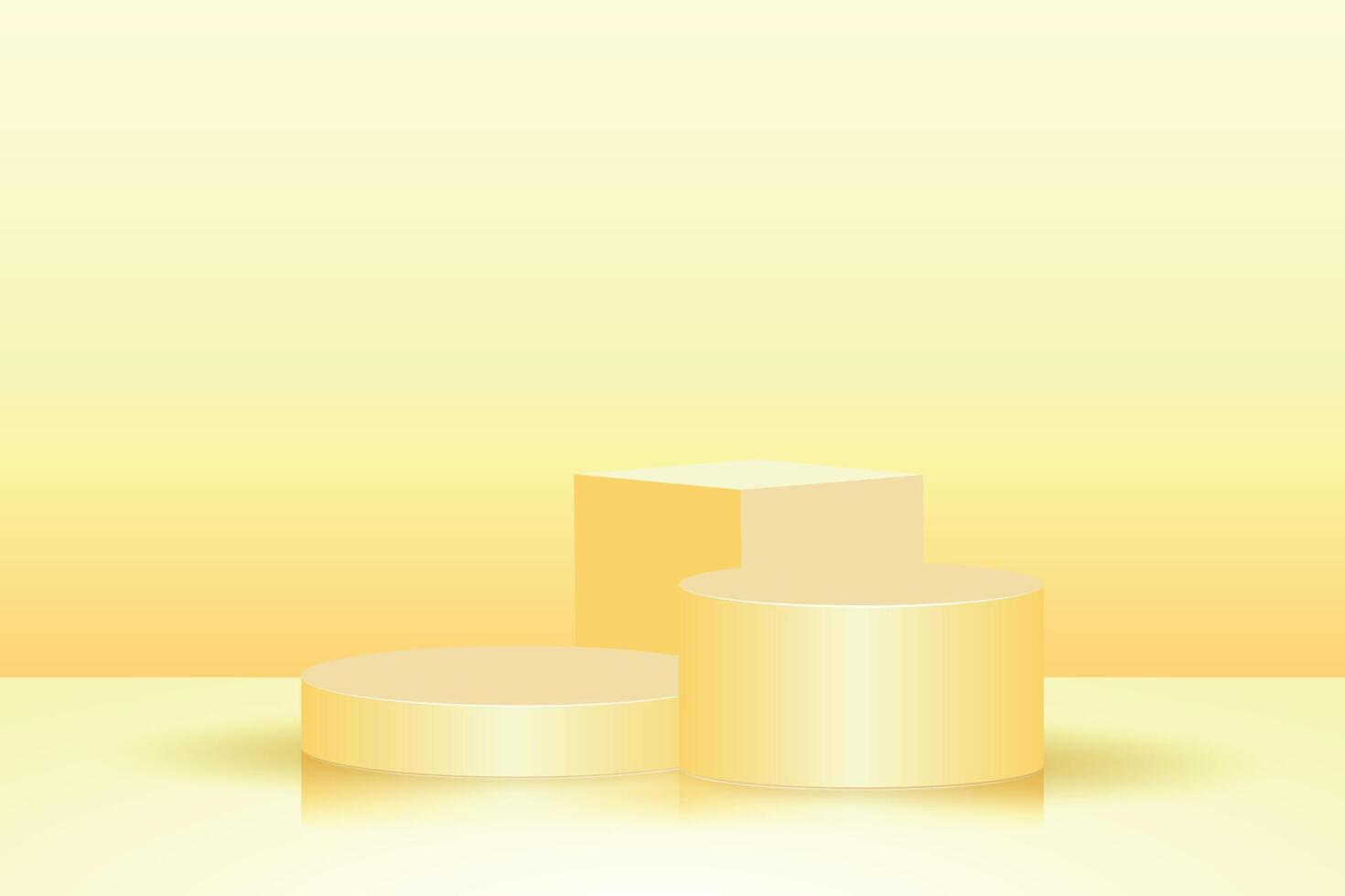 Warm Yellow Background with Three Tiered Podiums. perfect for summer promotions, ecommerce campaigns, and lively digital ads vector