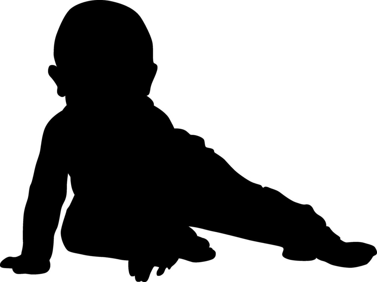 the baby's silhouette is walking slowly crawling looking forward. vector